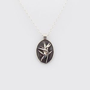 Strelitzia reginae / Strelitzia / Paradijsvogelbloem / Kraanvoëlblom Silver Jewellery Pendant